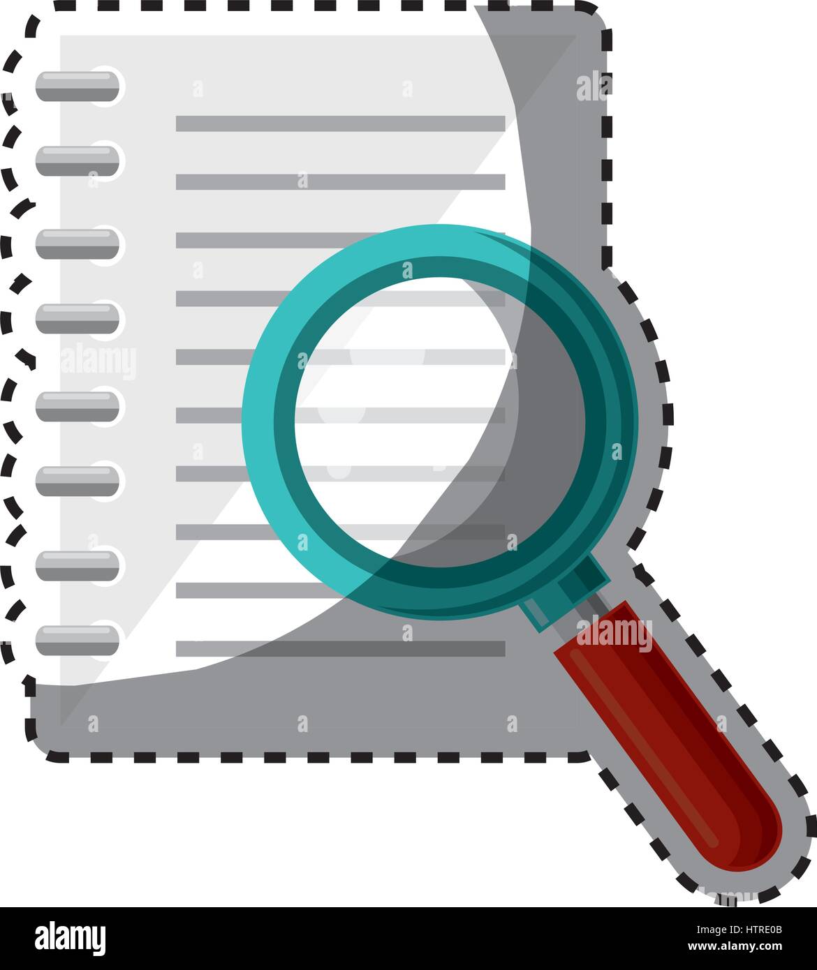 notebook school with magnifying glass supply icon Stock Vector Image ...