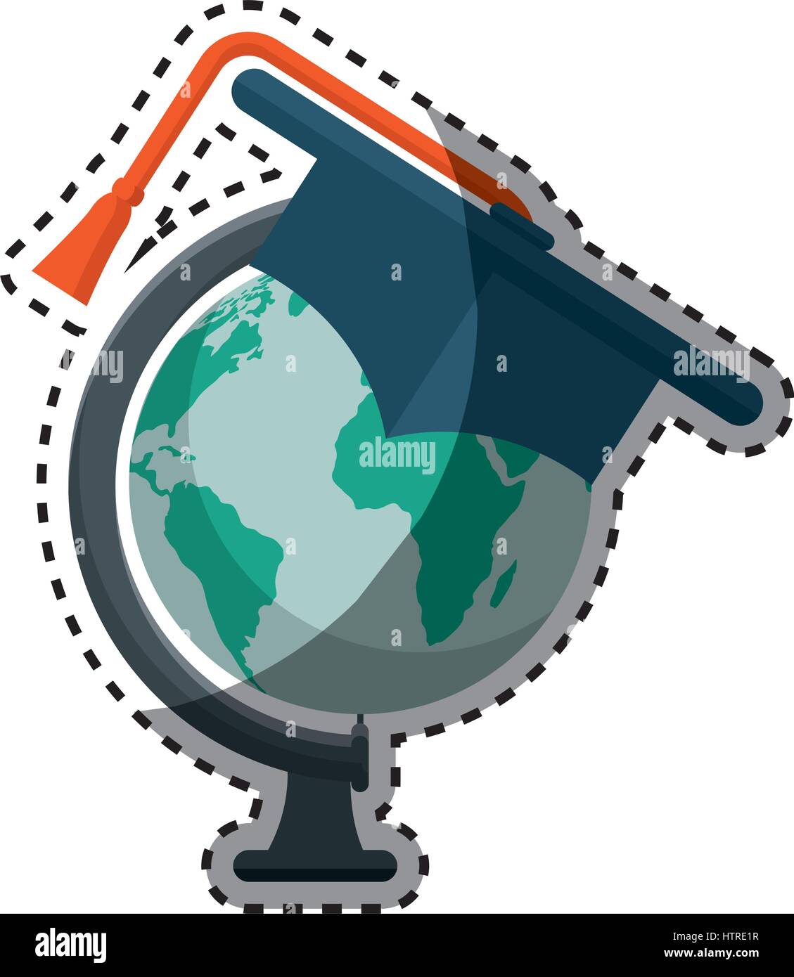 world planet with hat graduation school supply Stock Vector Image & Art ...
