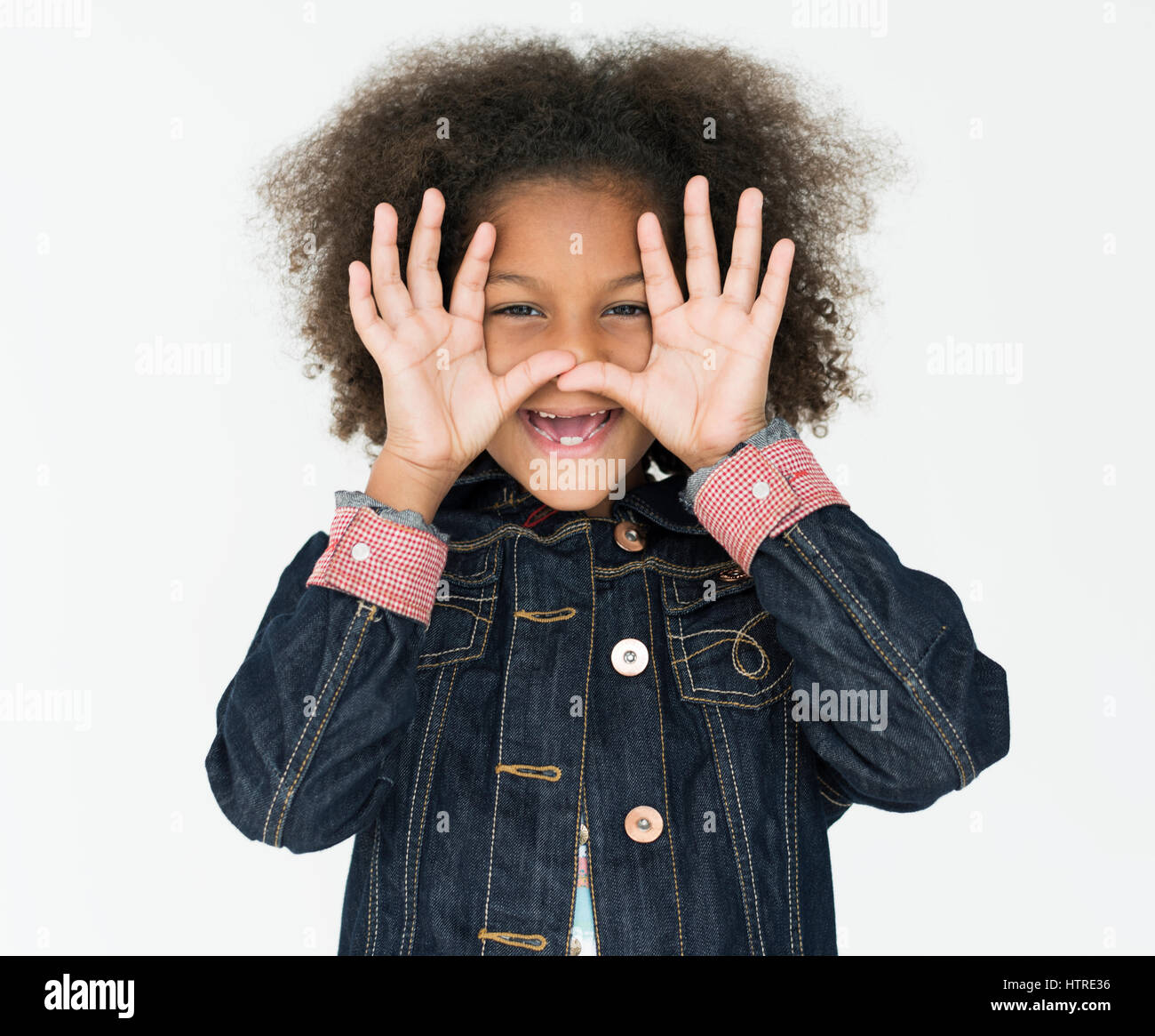 Kid Childhood People Race Emotional Studio Shoot Stock Photo