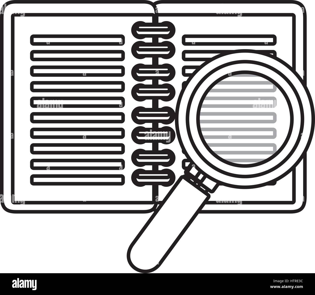 notebook school with magnifying glass supply icon Stock Vector Image ...