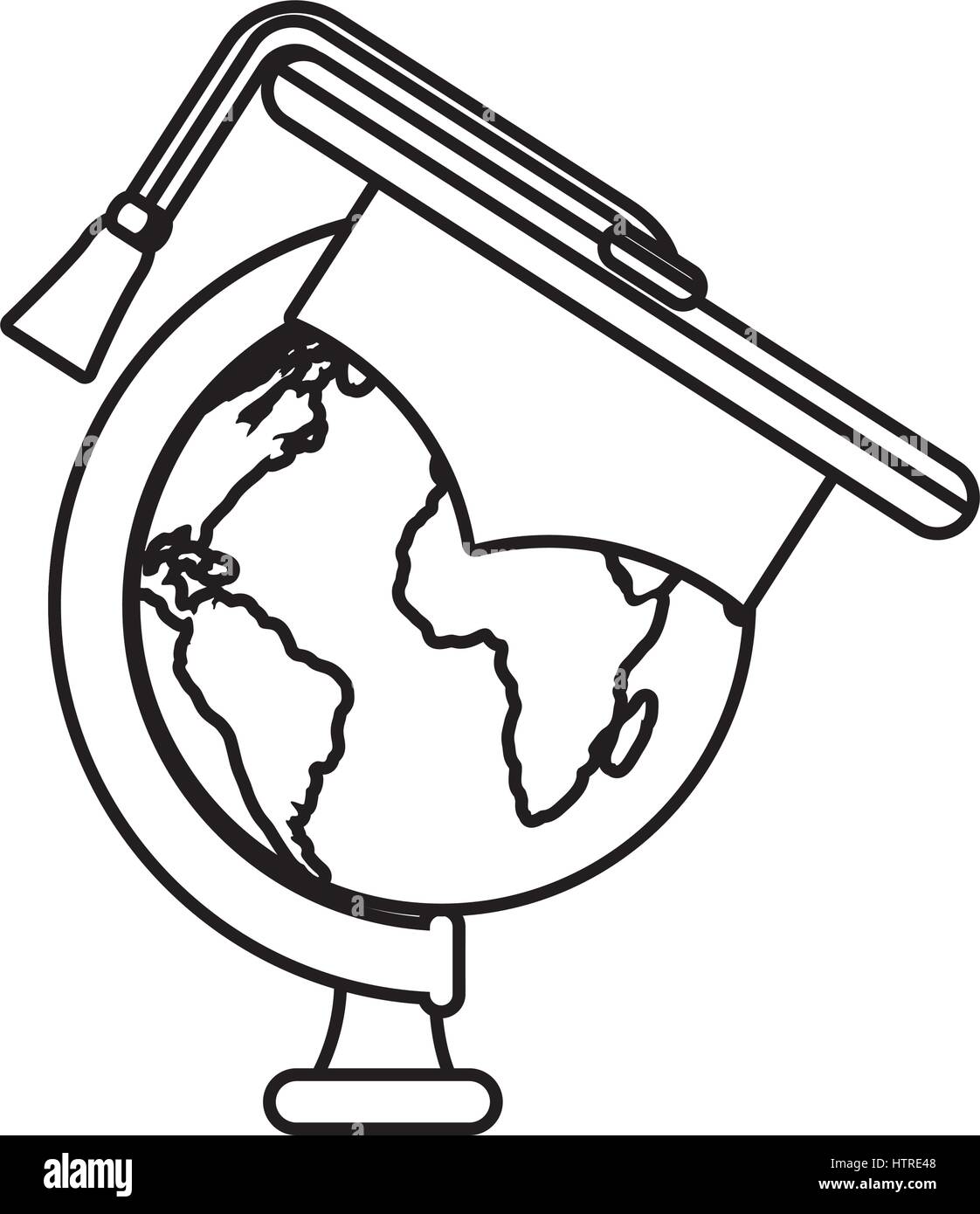 world planet with hat graduation school supply Stock Vector Image & Art ...