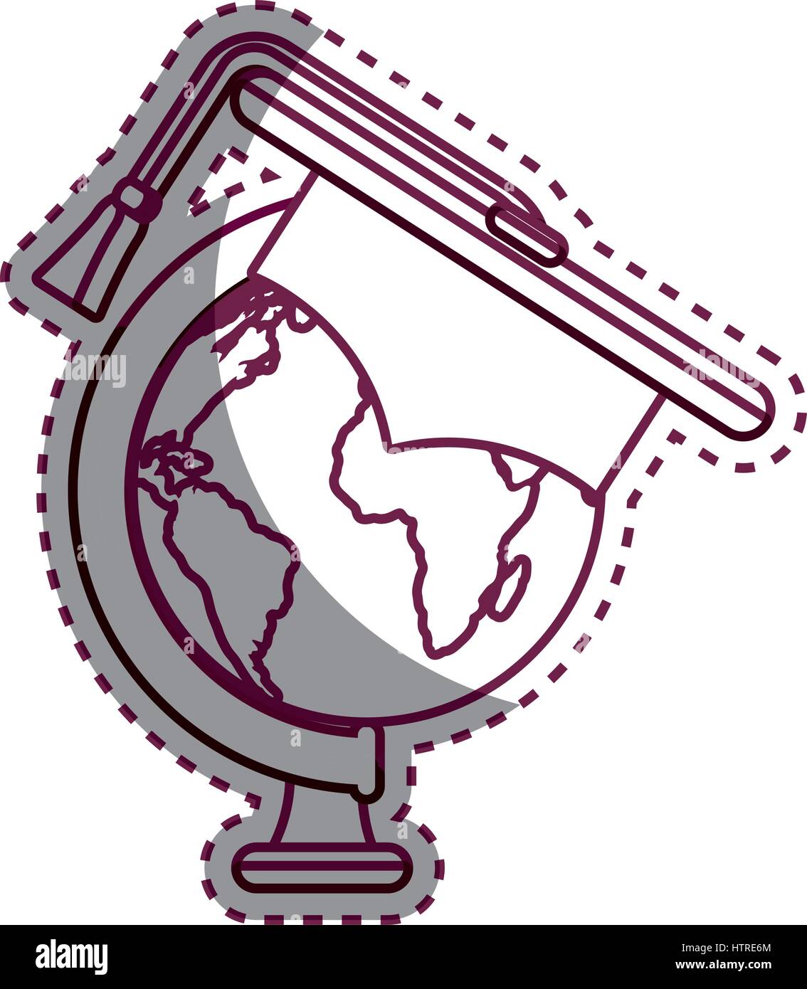 world planet with hat graduation school supply Stock Vector Image & Art ...