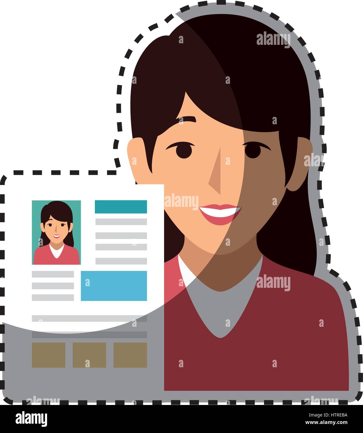 woman avatar with curriculum vitae document icon Stock Vector