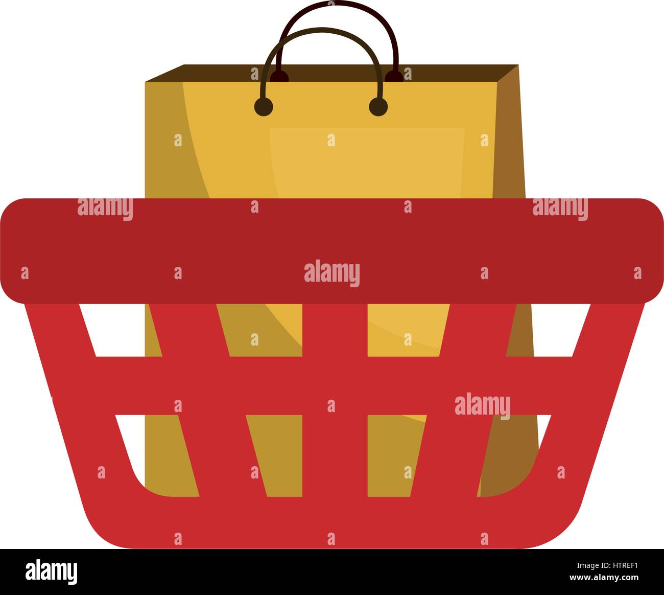 basket shopping with paper bags commercial icon Stock Vector Image ...