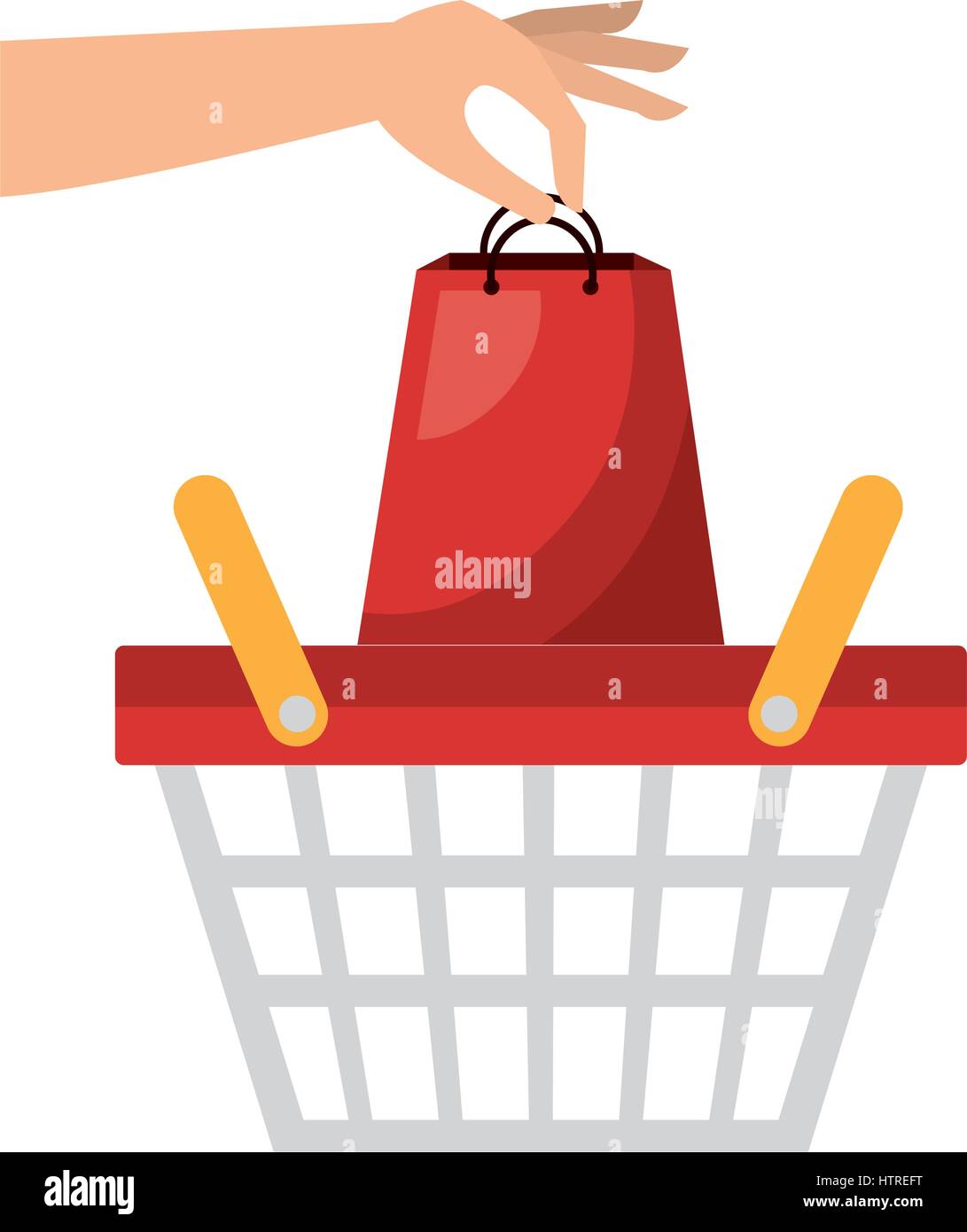 basket shopping with paper bags commercial icon Stock Vector Image ...