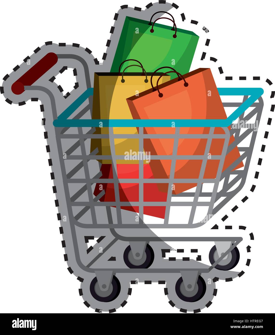 cart shopping with paper bag commercial icon Stock Vector Image & Art ...