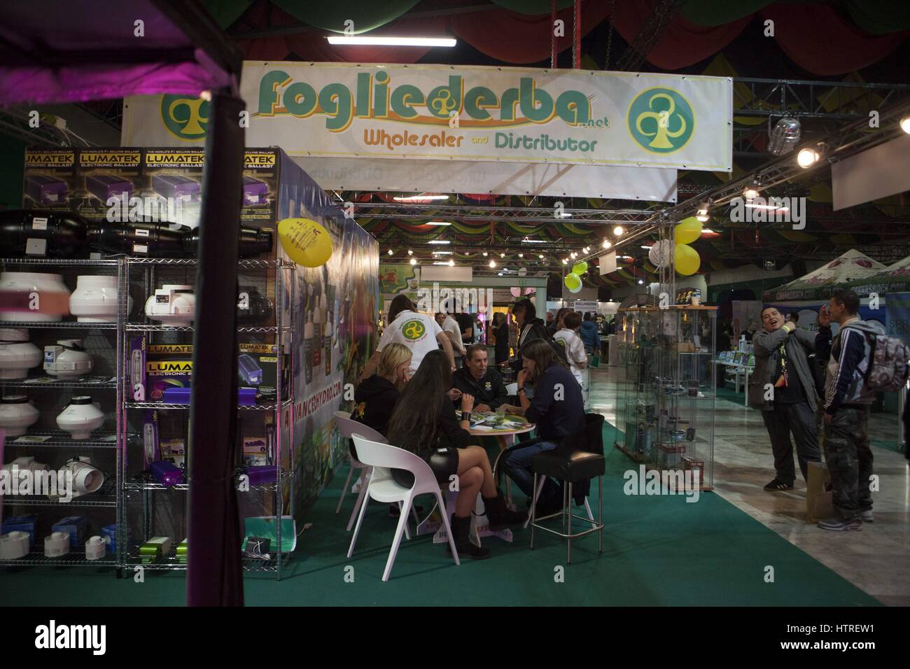 Canapa Mundi, the international hemp fair, now in its fourth edition, with products related to food, handicraft, cosmetics and hemp cultivation, Rome, Stock Photo