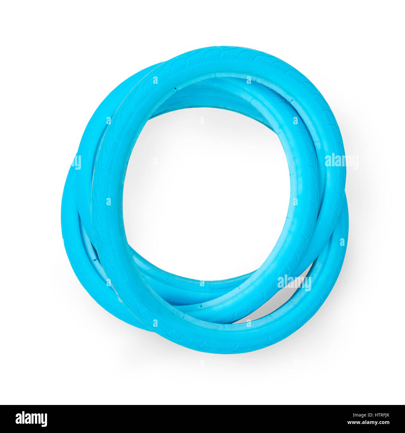 Blue airless solid bicycle tires. Isolated on white, clipping path