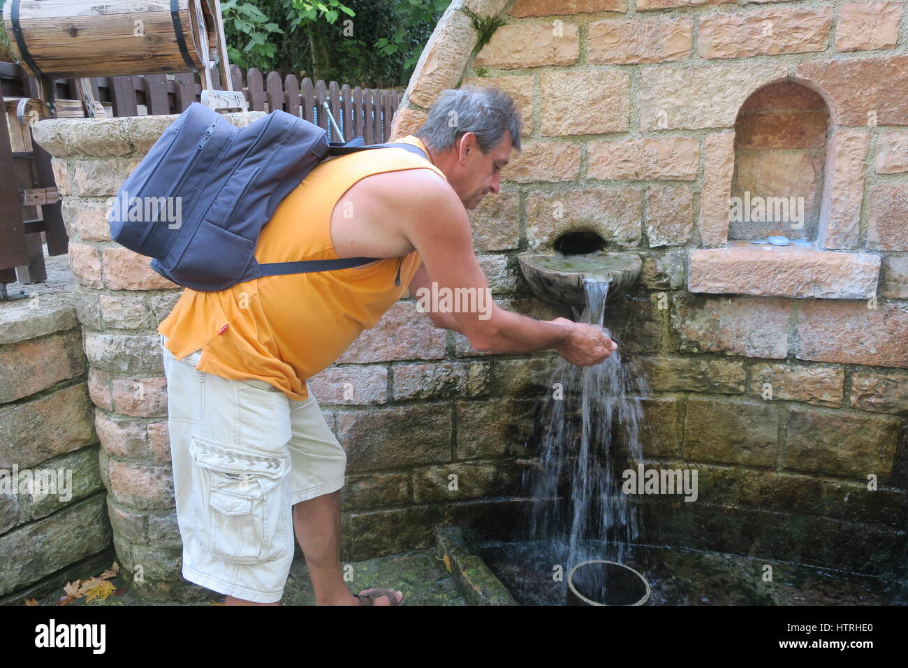 The Blue eye is water spring and natural phenomenon occurring in Albania. It is a nature reserve and is characterized by oak and sycamore trees. Stock Photo