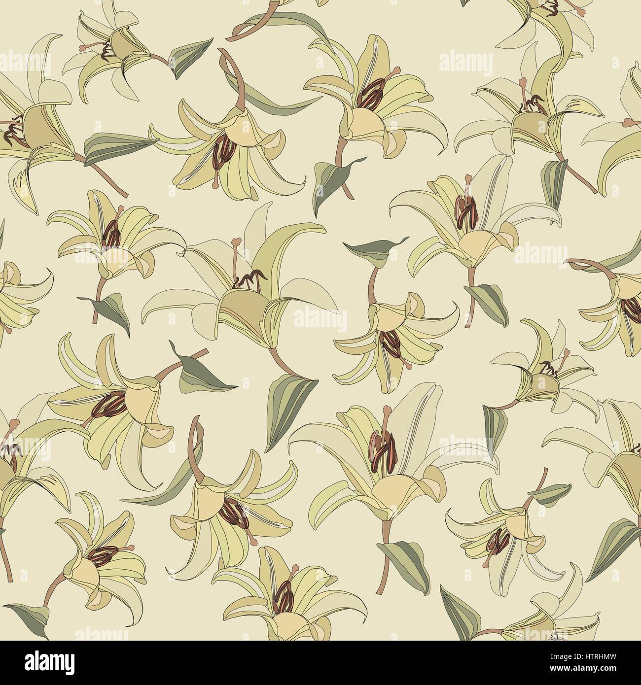 Floral pattern. Flower seamless background. Flourish ornamental garden Stock Vector