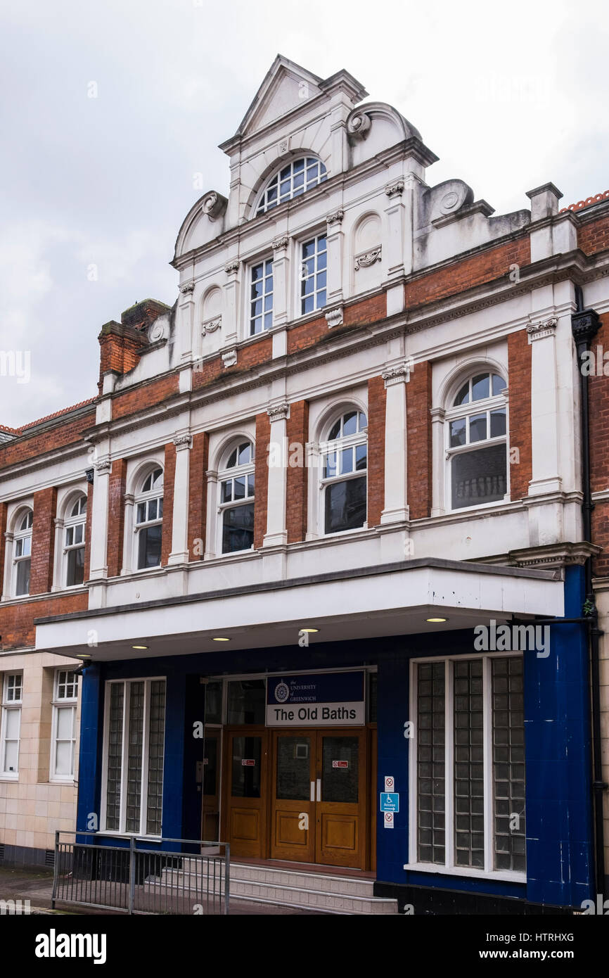 University of Greenwich housed in the Old Baths building, Woolwich, London, England, U.K. Stock Photo