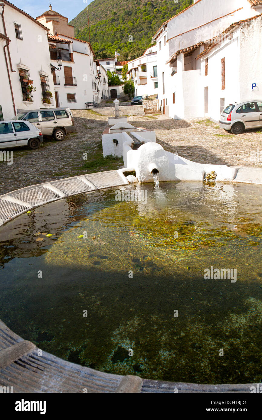 Water fountain in Linares de la Sierra, Sierra de Aracena, Huelva province, Spain Stock Photo