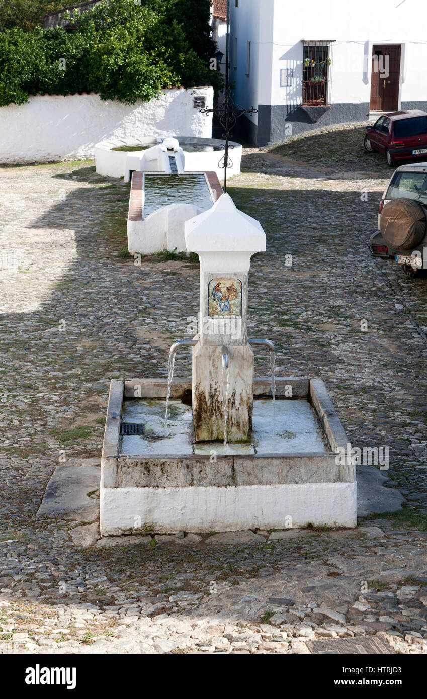 Water fountain in Linares de la Sierra, Sierra de Aracena, Huelva province, Spain Stock Photo