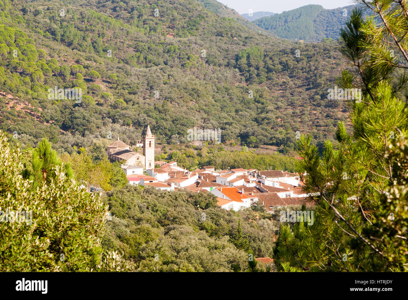Village of Linares de la Sierra, Sierra de Aracena, Huelva province, Spain Stock Photo