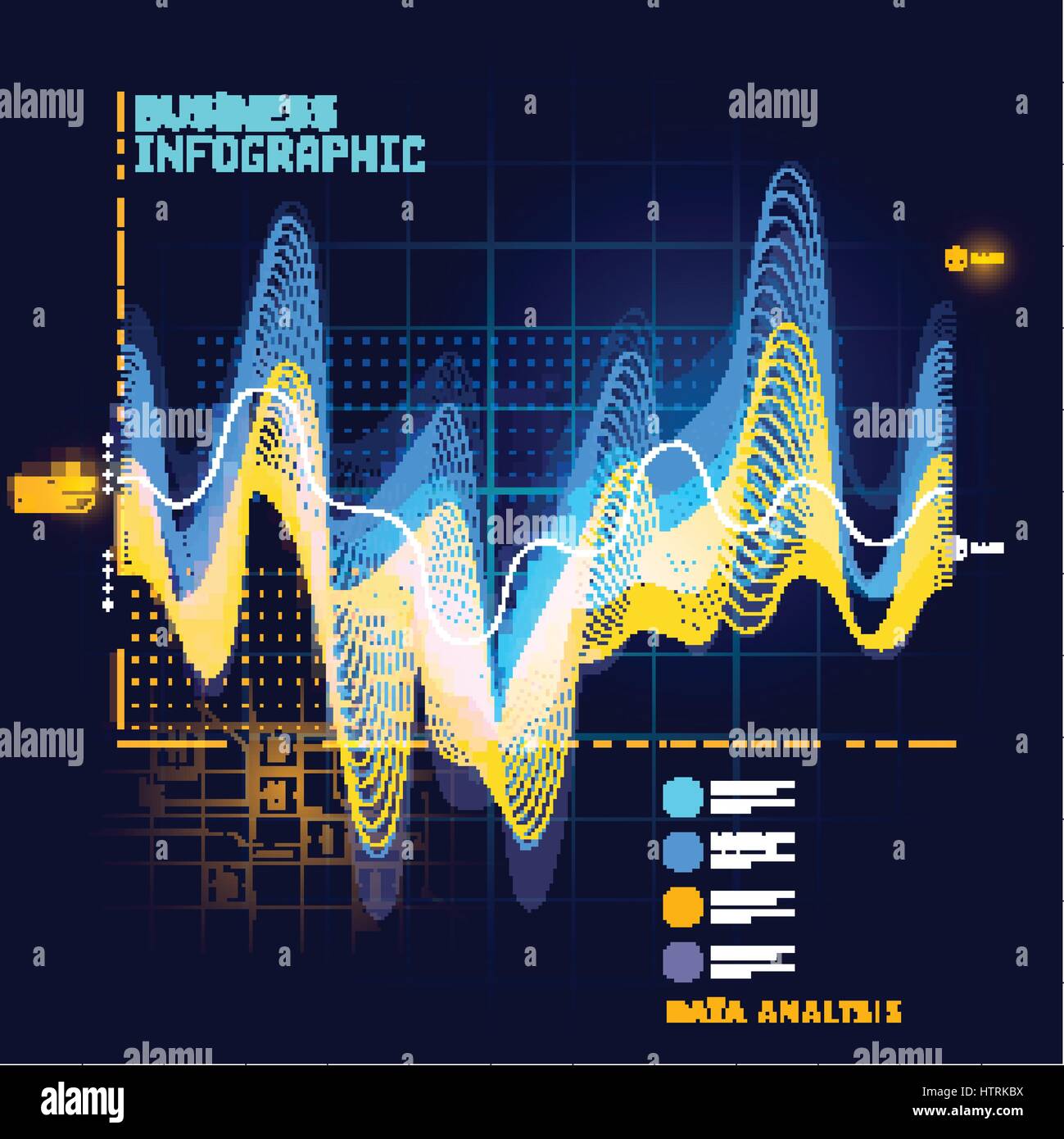 A detailed and technical business graph infographic element. Vector illustration Stock Vector