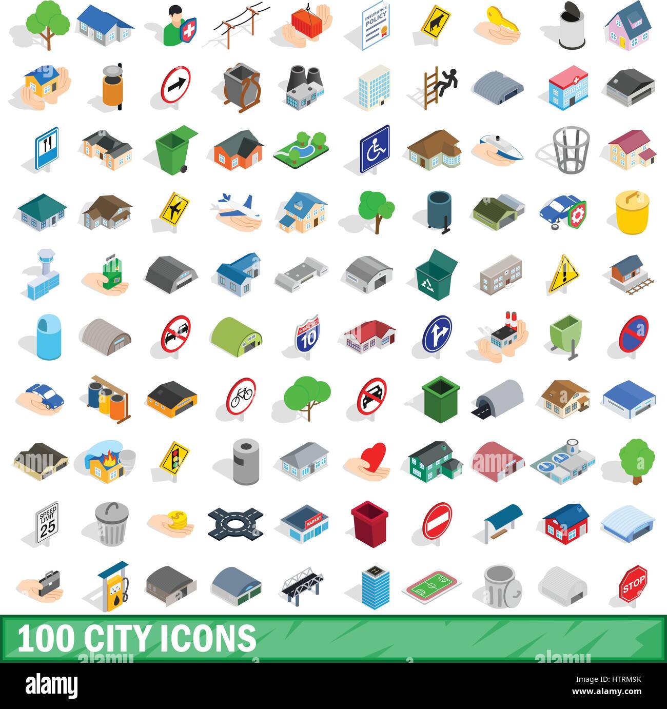 100 city icons set, isometric 3d style Stock Vector Image & Art - Alamy