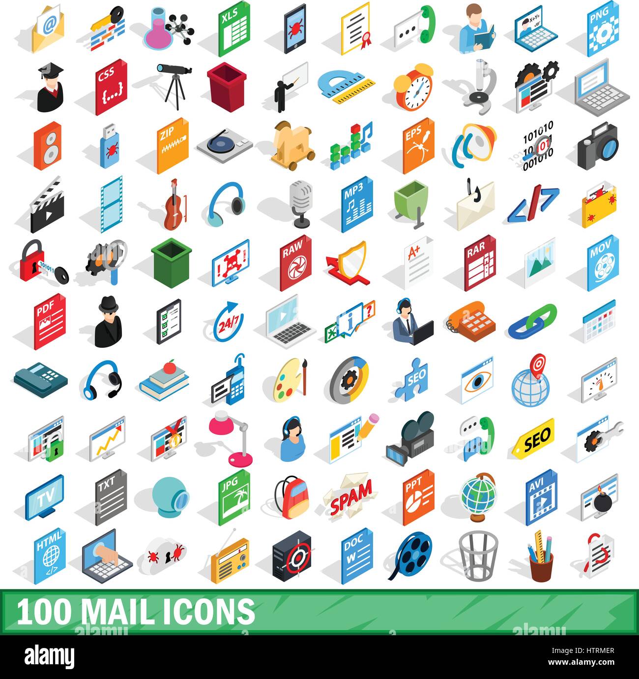 100 mail icons set, isometric 3d style Stock Vector Image & Art - Alamy