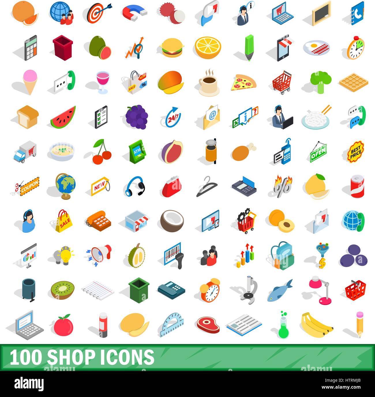 100 shop icons set, isometric 3d style Stock Vector Image & Art - Alamy