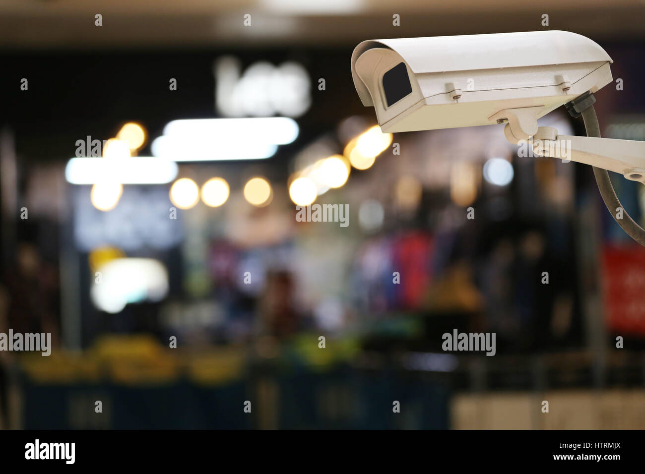 CCTV Camera Record on blur background of interior restaurant,concept of