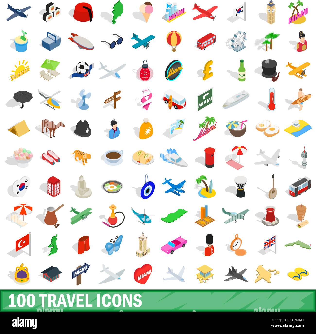 100 travel icons set, isometric 3d style Stock Vector Image & Art - Alamy