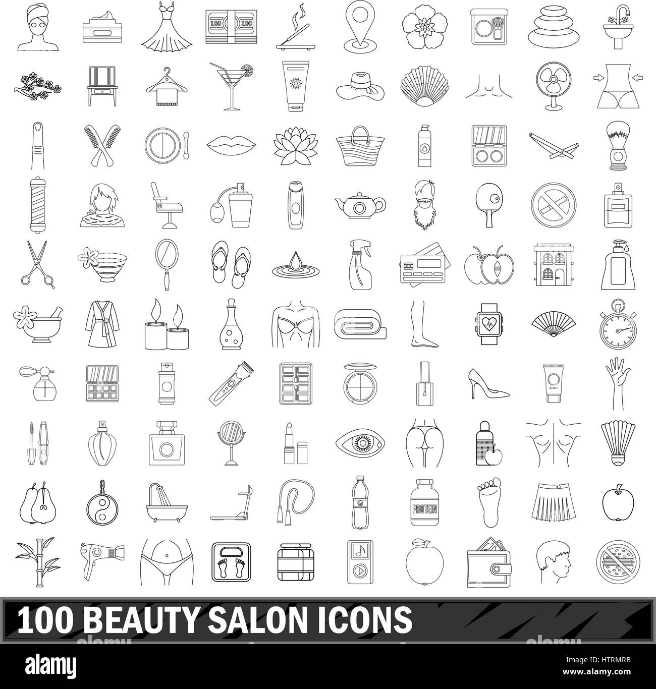 100 beauty salon icons set, outline style Stock Vector Image & Art - Alamy