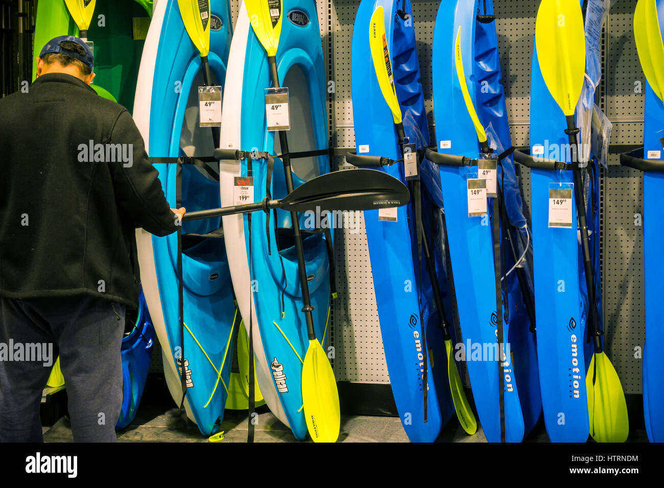A selection of kayaks in the new Dick's Sporting Goods store in the Glendale neighborhood of
