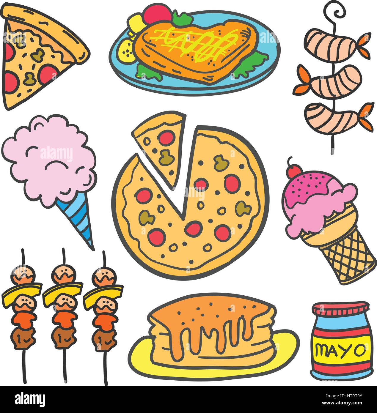 Doodle Food Various Design Cartoon Stock Photos Doodle Food
