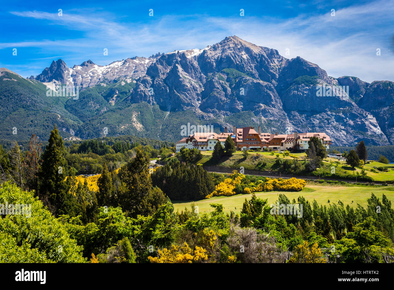 Llao llao hotel in Bariloche, Patagonia. One of the most expensive in the region. Stock Photo