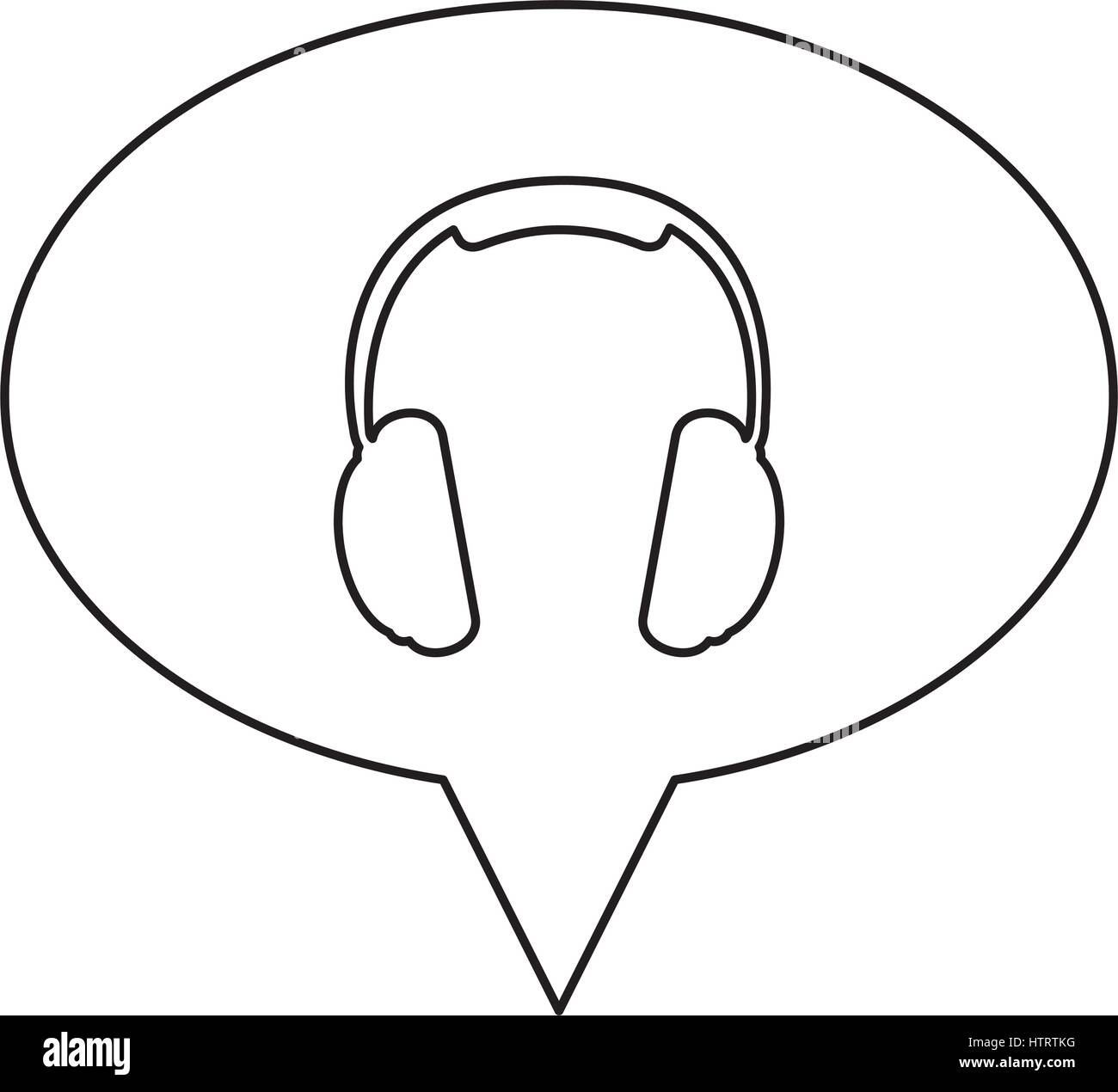 monochrome contour of oval speech with headset icon Stock Vector Image ...
