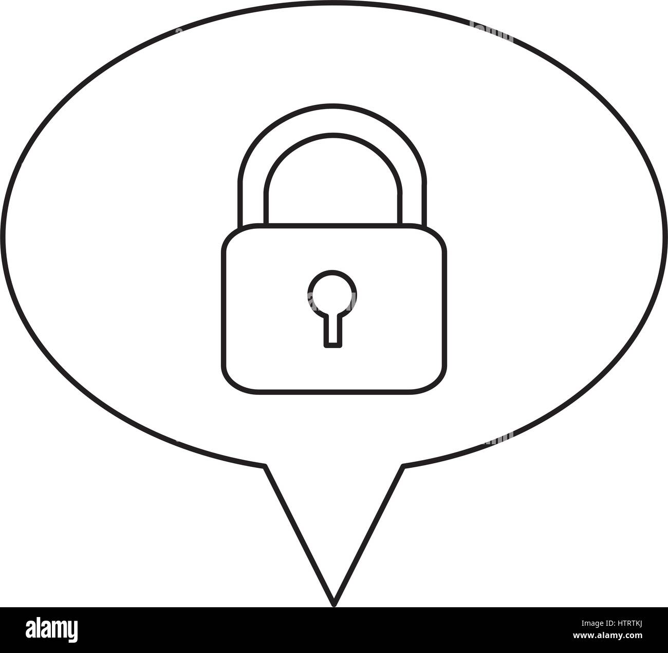 monochrome contour of oval speech with padlock icon Stock Vector Image ...