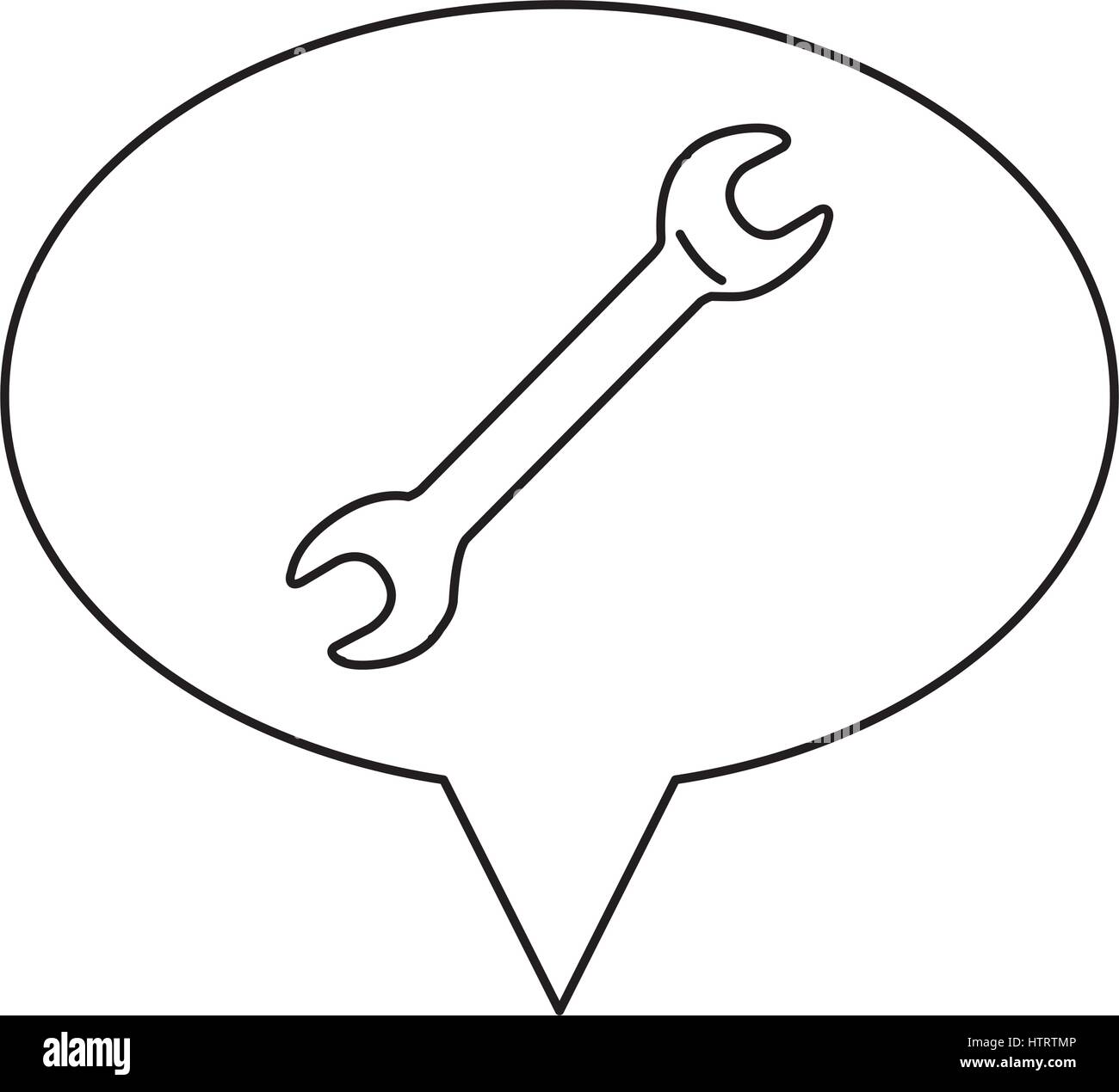 monochrome contour of oval speech with wrench tool Stock Vector Image ...