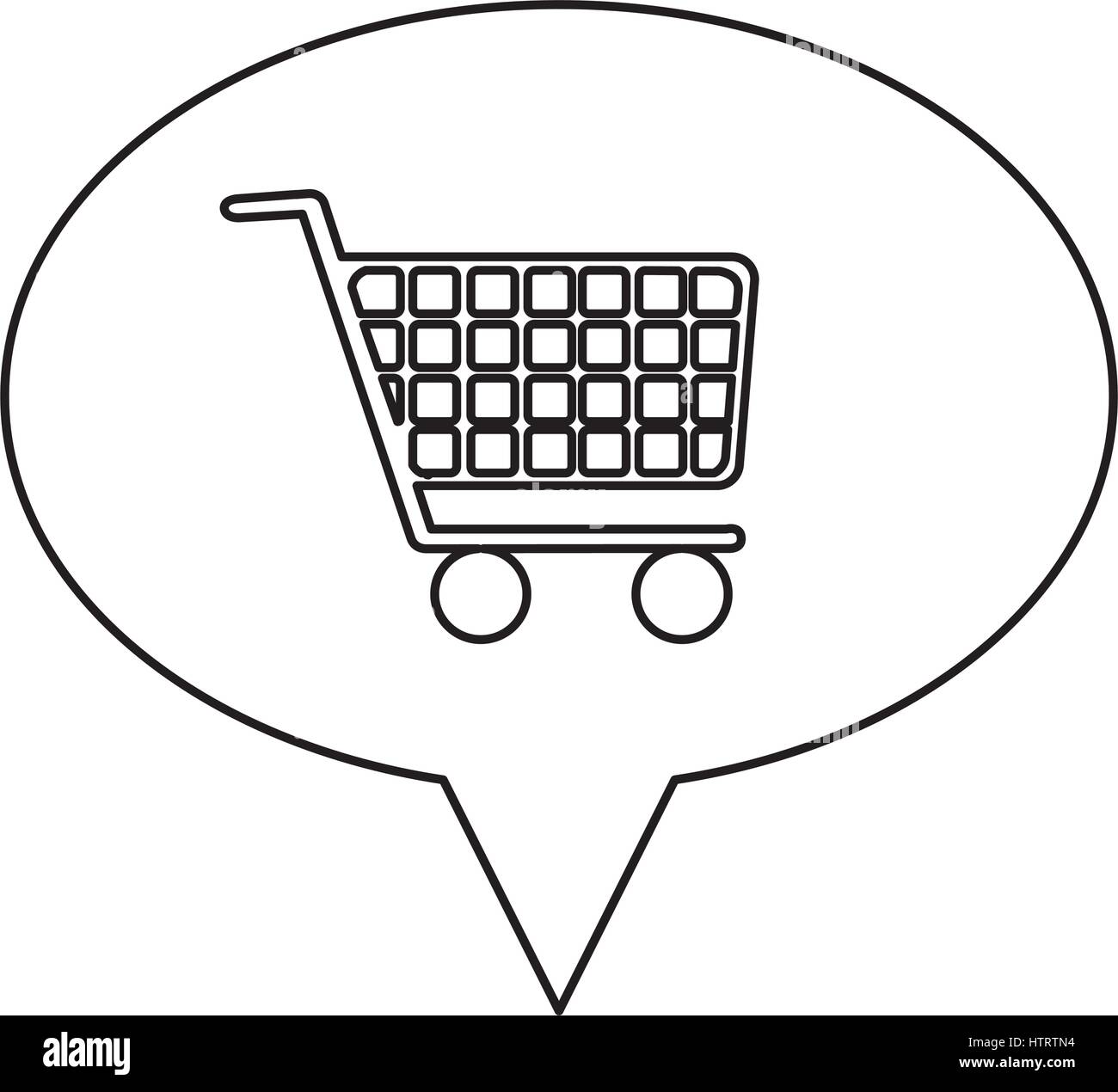 monochrome contour of oval speech with shopping cart icon Stock Vector ...