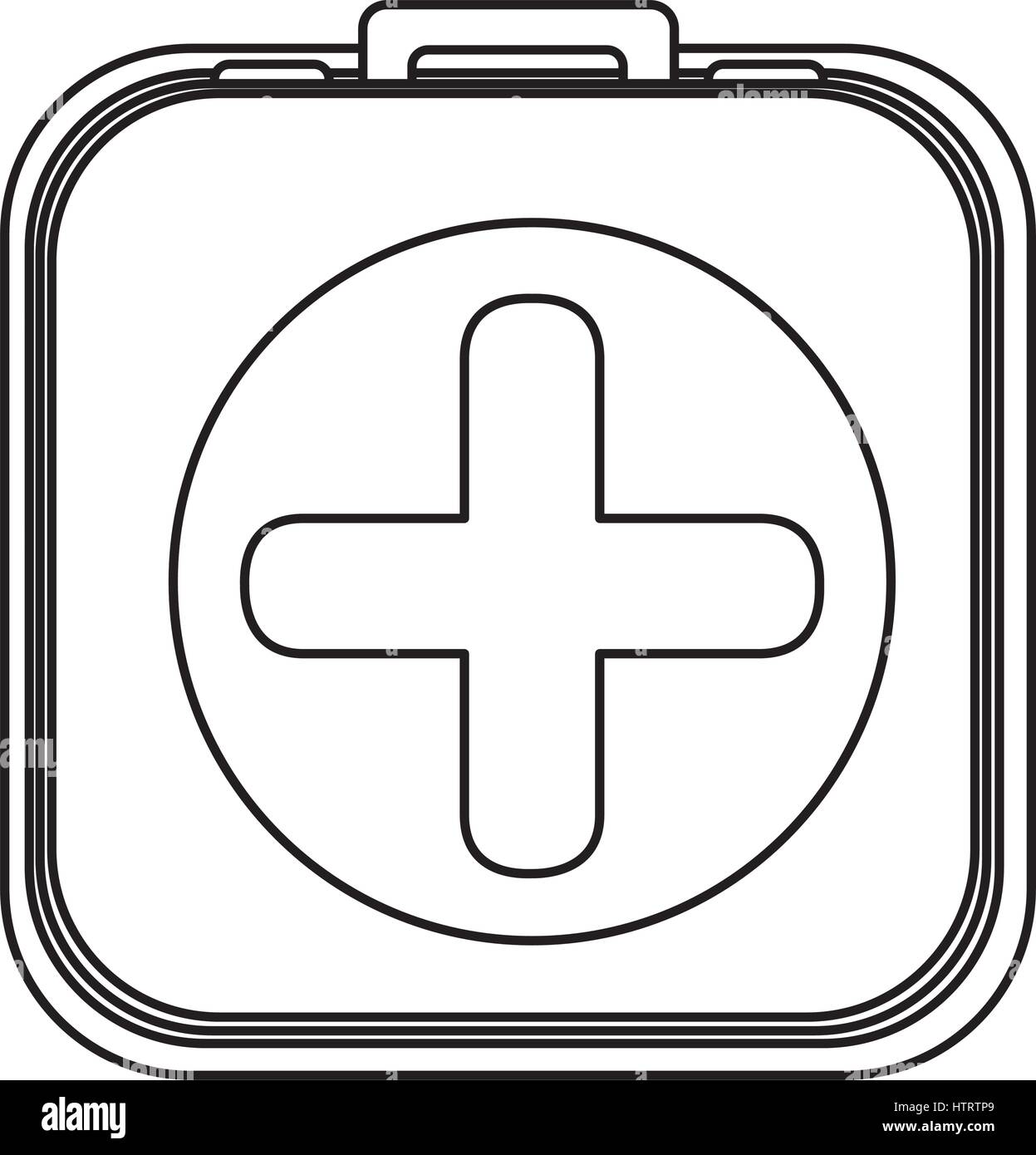 monochrome rounded square with first aid kit Stock Vector Image & Art ...