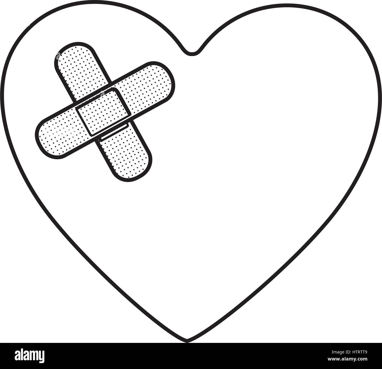 monochrome silhouette of heart - Monochrome Silhouette Of Heart With Adhesive Bandage HTRTT9 