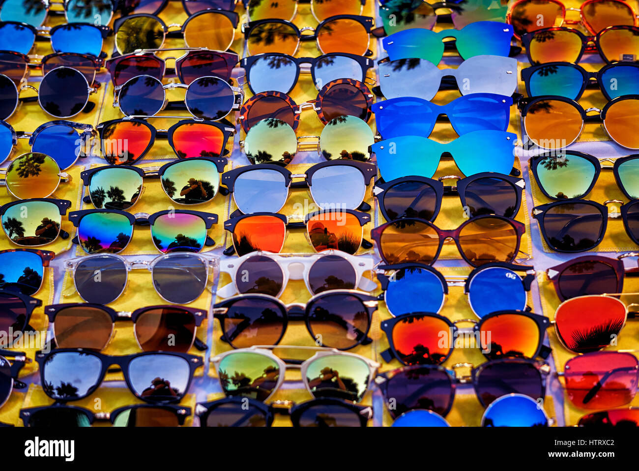 Sunglasses for sale. Colorful selection. Thailand Southeast Asia Stock Photo