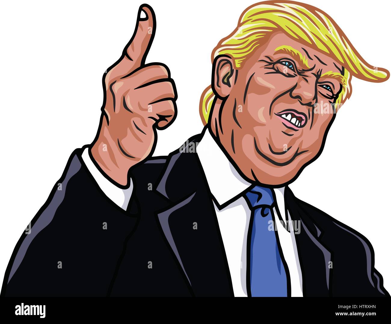 Donald Trump Vector Portrait Illustration. The 45th President of the United States. February 20, 2017 Stock Vector