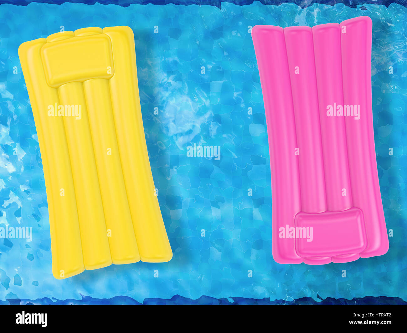 Inflatable Pool Raft Stock Image inflatable raft floating on pool top view Stock Photo - Alamy