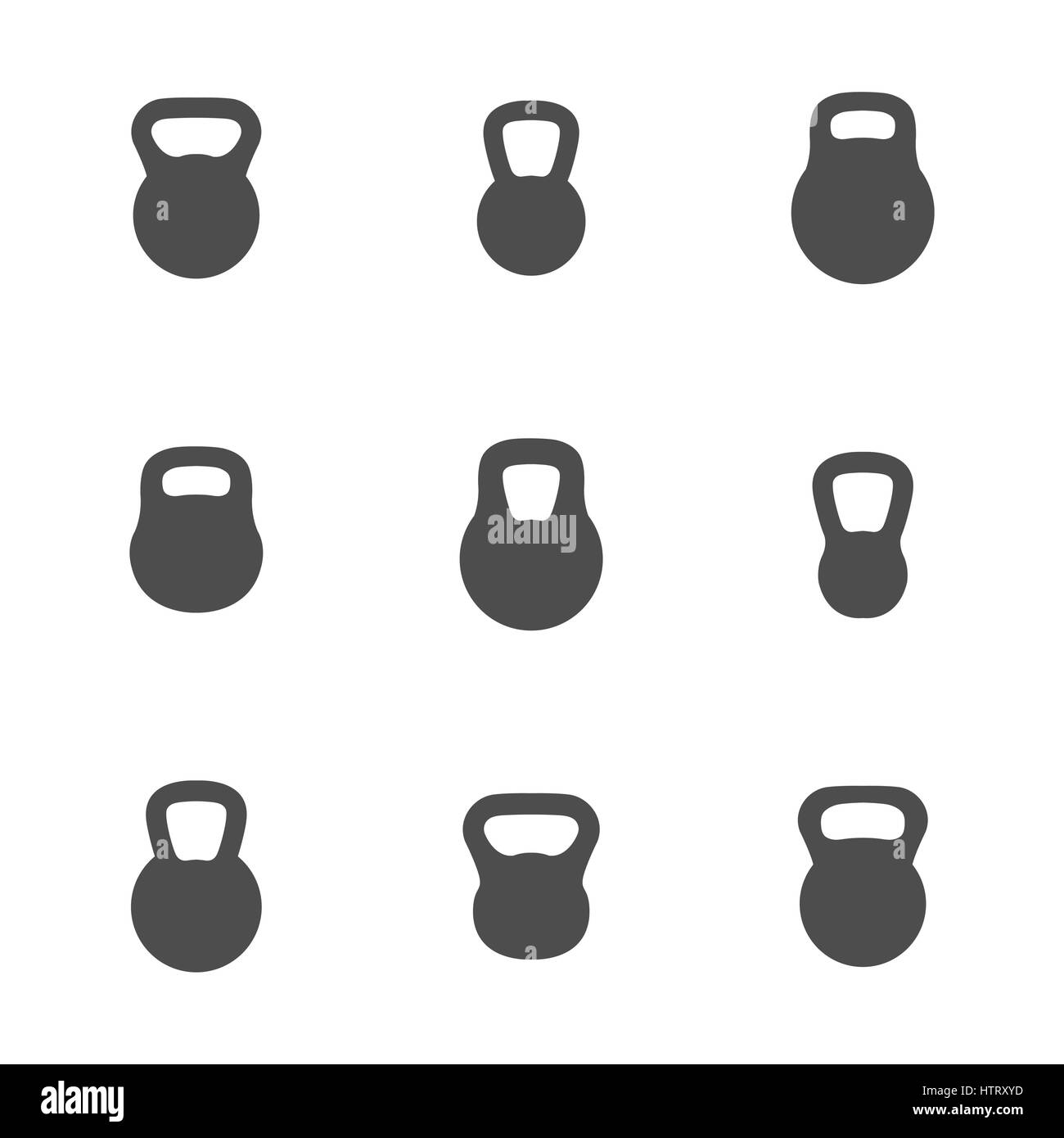 Set kettlebells gray icons isolated on white background, vector ...