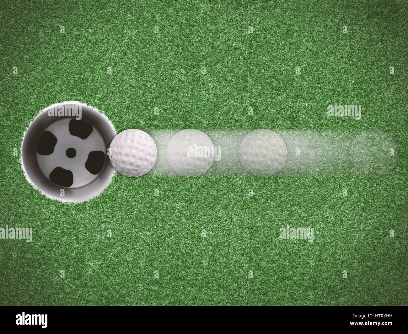 golf ball move directly to golf cup Stock Photo Alamy