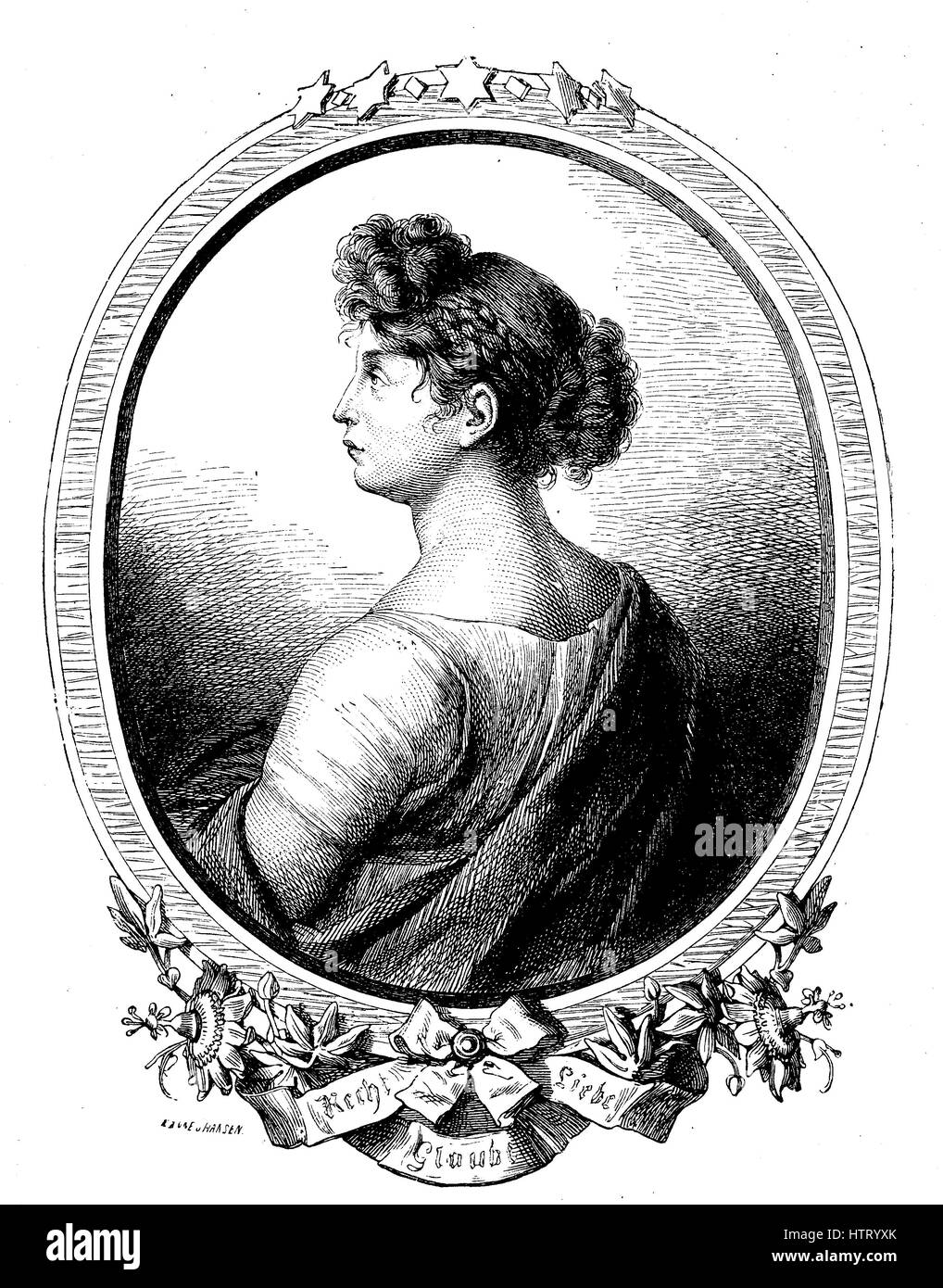 Duchess Louise of Mecklenburg-Strelitz, Luise Auguste Wilhelmine Amalie, 10 March 1776 - 19 July 1810, reproduction of a woodcut from the year 1880, digital improved Stock Photo