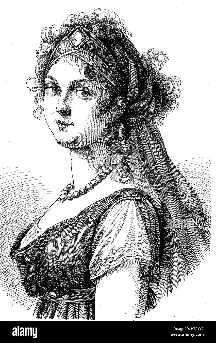 Duchess Louise of Mecklenburg-Strelit, Luise Auguste Wilhelmine Amalie, 10 March 1776 - 19 July 1810, reproduction of a woodcut from the year 1880, digital improved Stock Photo