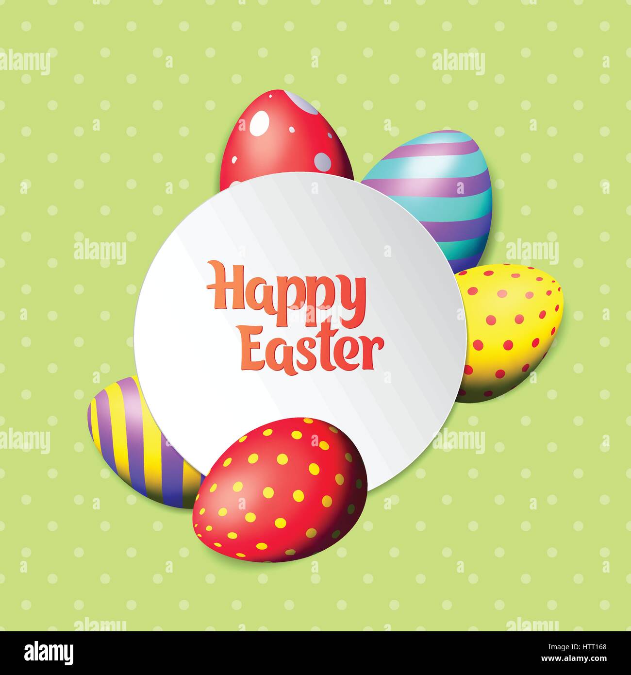 Happy Easter eggs and text on colored background with frame vector ...