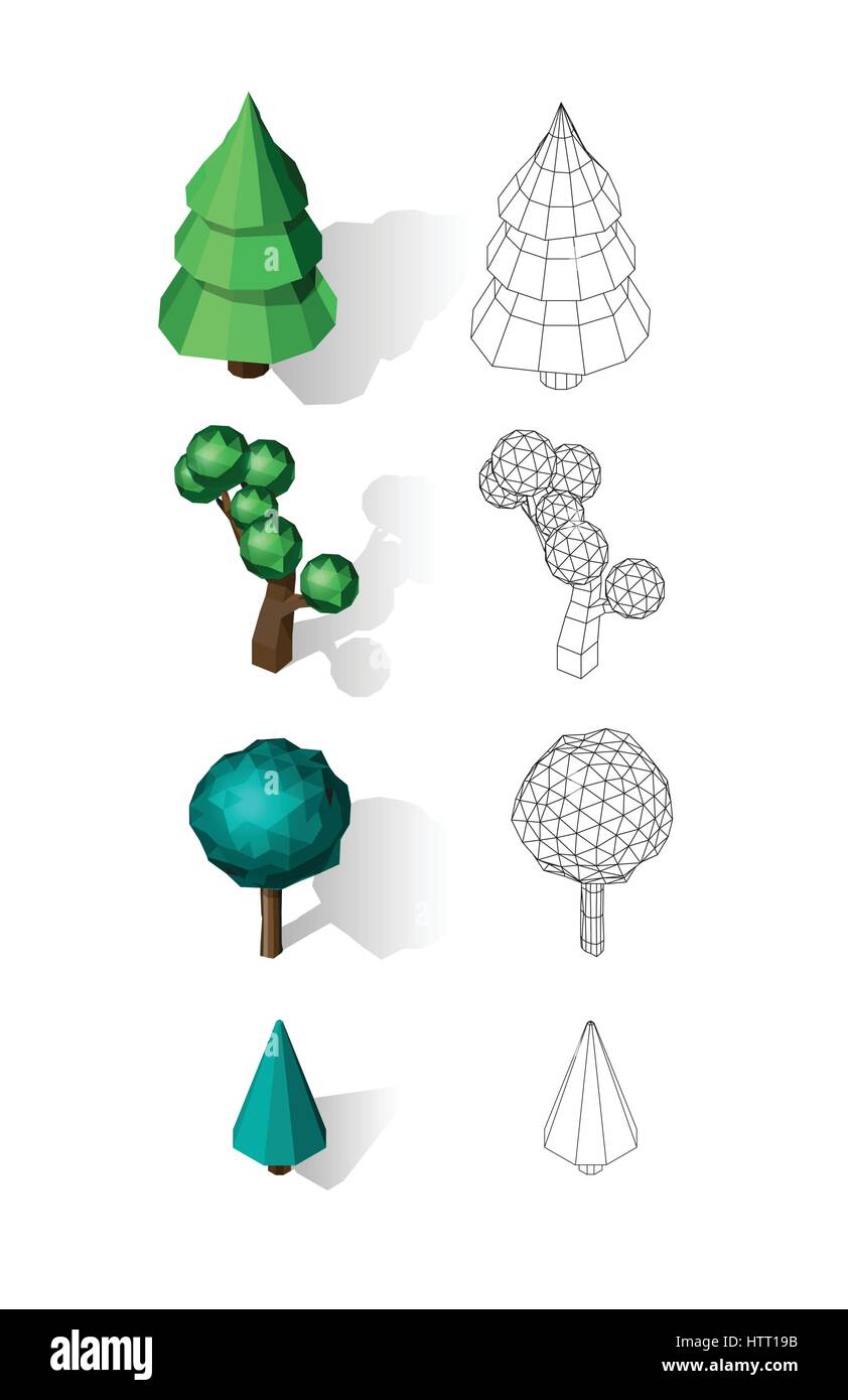 Isometric vector tree set. Landscape constructor kit Stock Vector Image ...