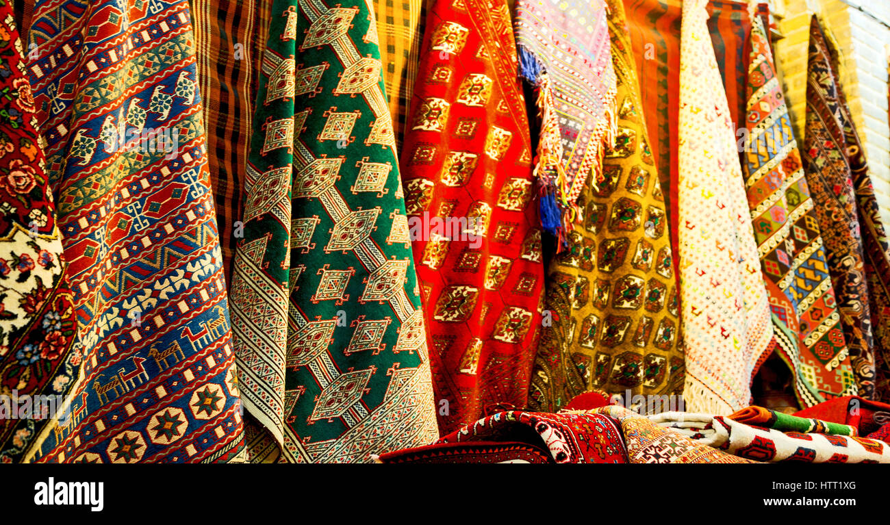 in iran scarf in a market texture abstract of colors and bazaar