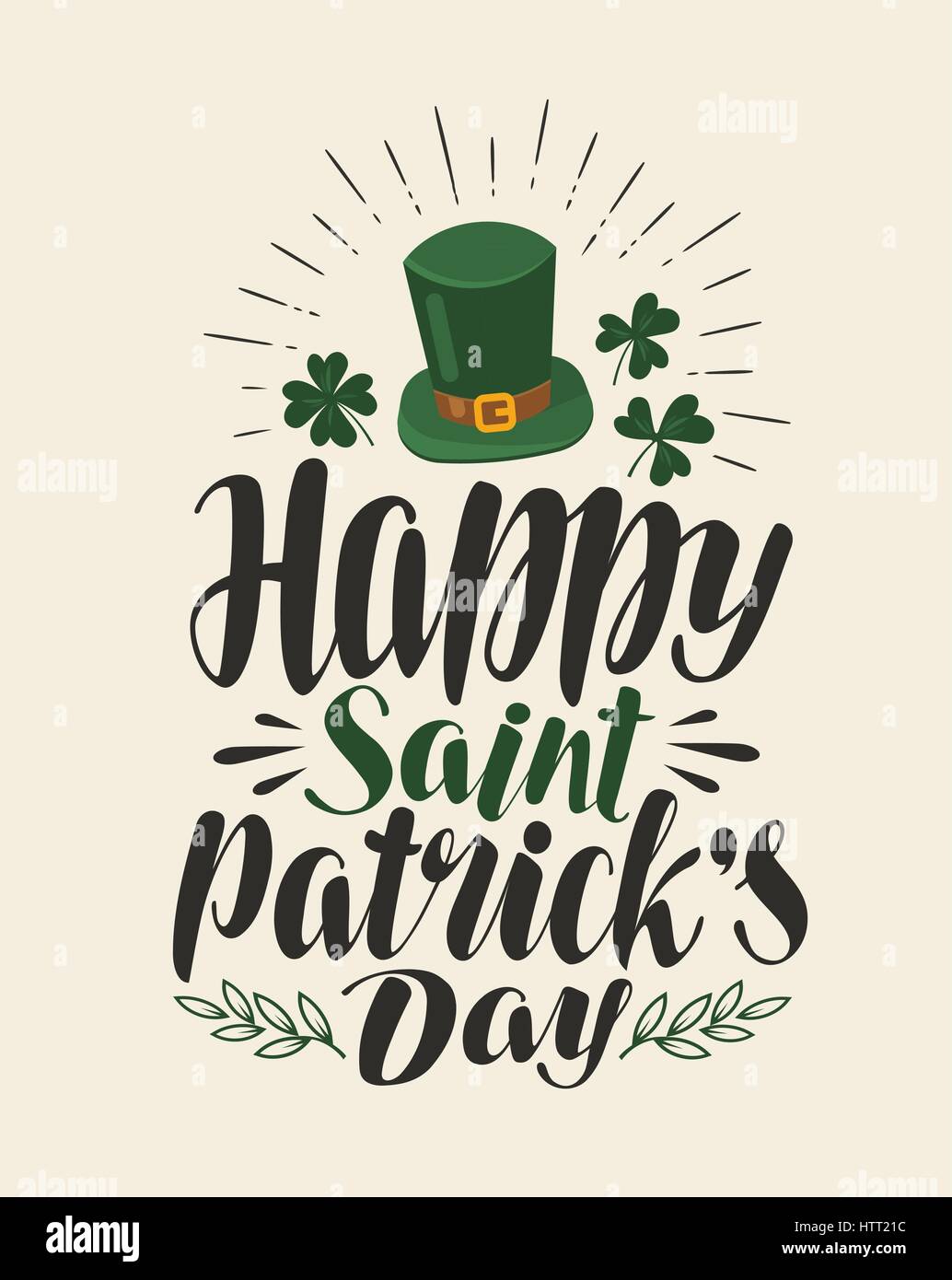 Happy st. Patrick's Day, vintage greeting card. Holiday, irish beer festival banner. Lettering, calligraphy vector illustration Stock Vector