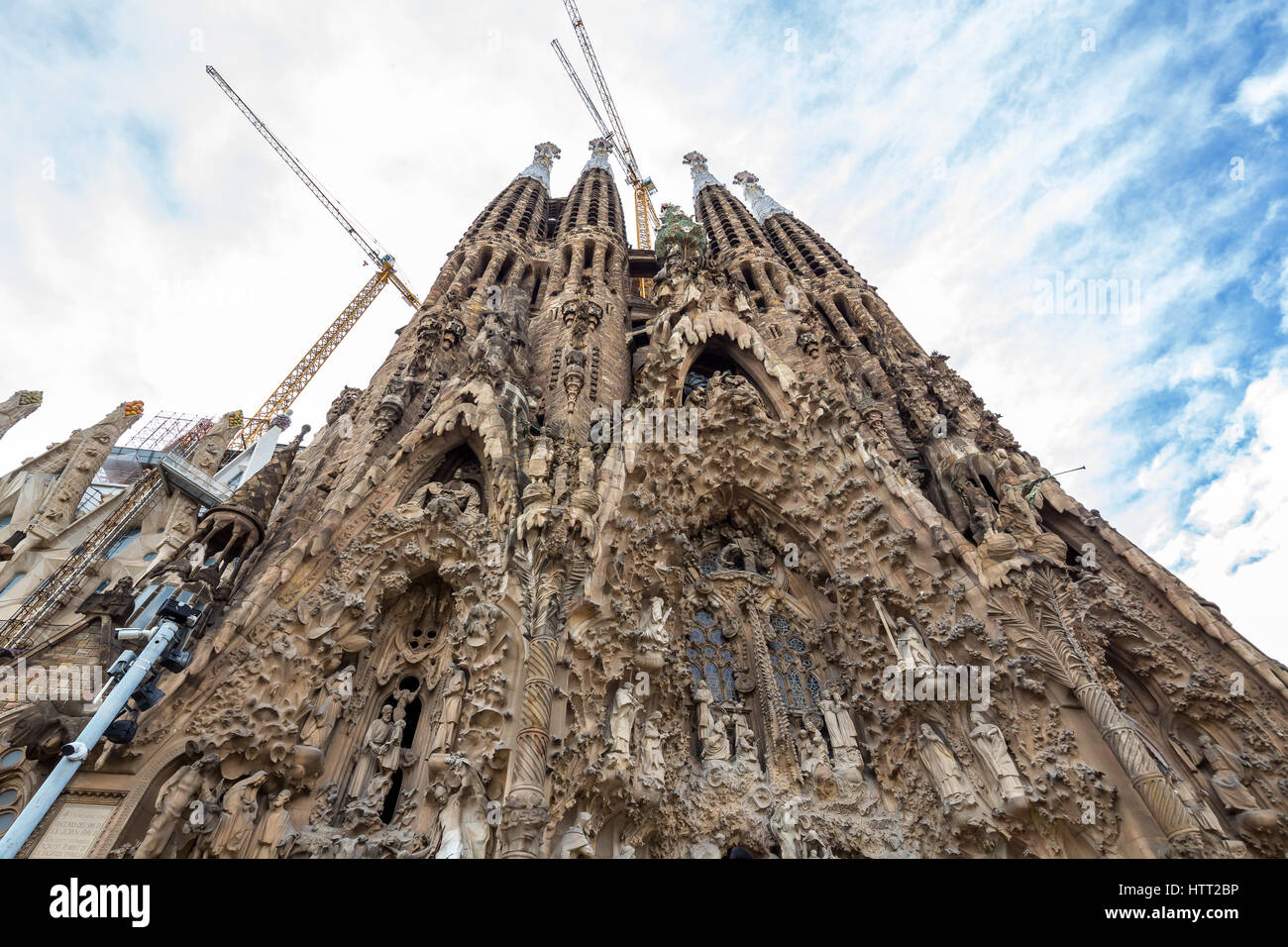 Exterior of art nouveau style cathedral Sagrada Familia in Barcelona, Catalunia, Spain. Stock Photo
