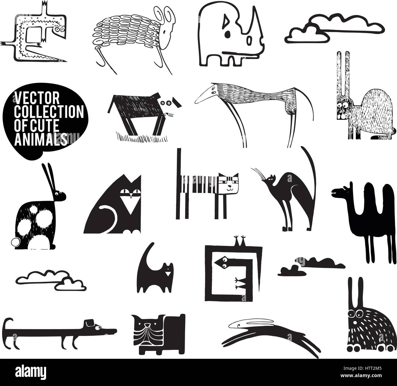 Set of vector animals in cartoon style. A collection of small animals ...