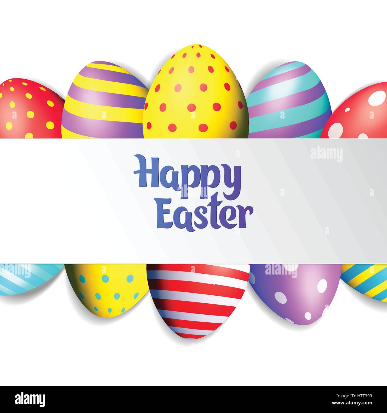 Happy Easter eggs and text on colored background with frame vector ...