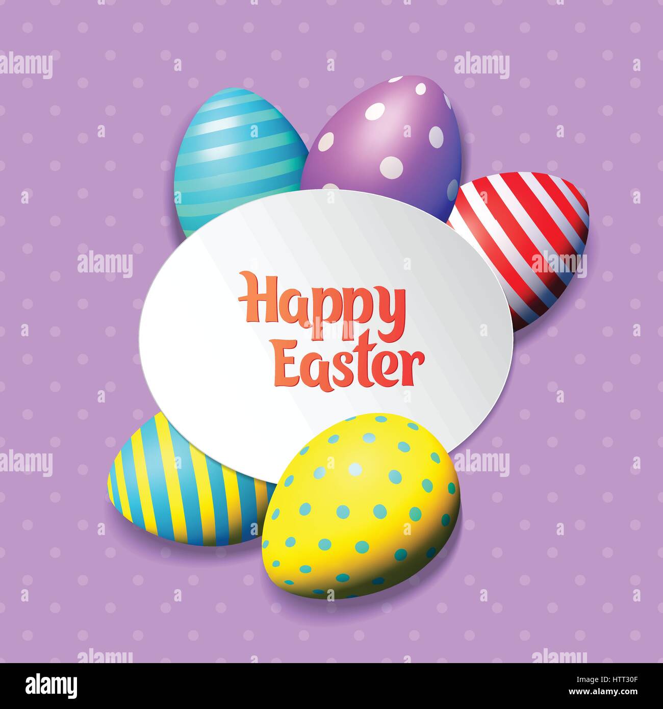 Happy Easter eggs and text on colored background with frame vector ...