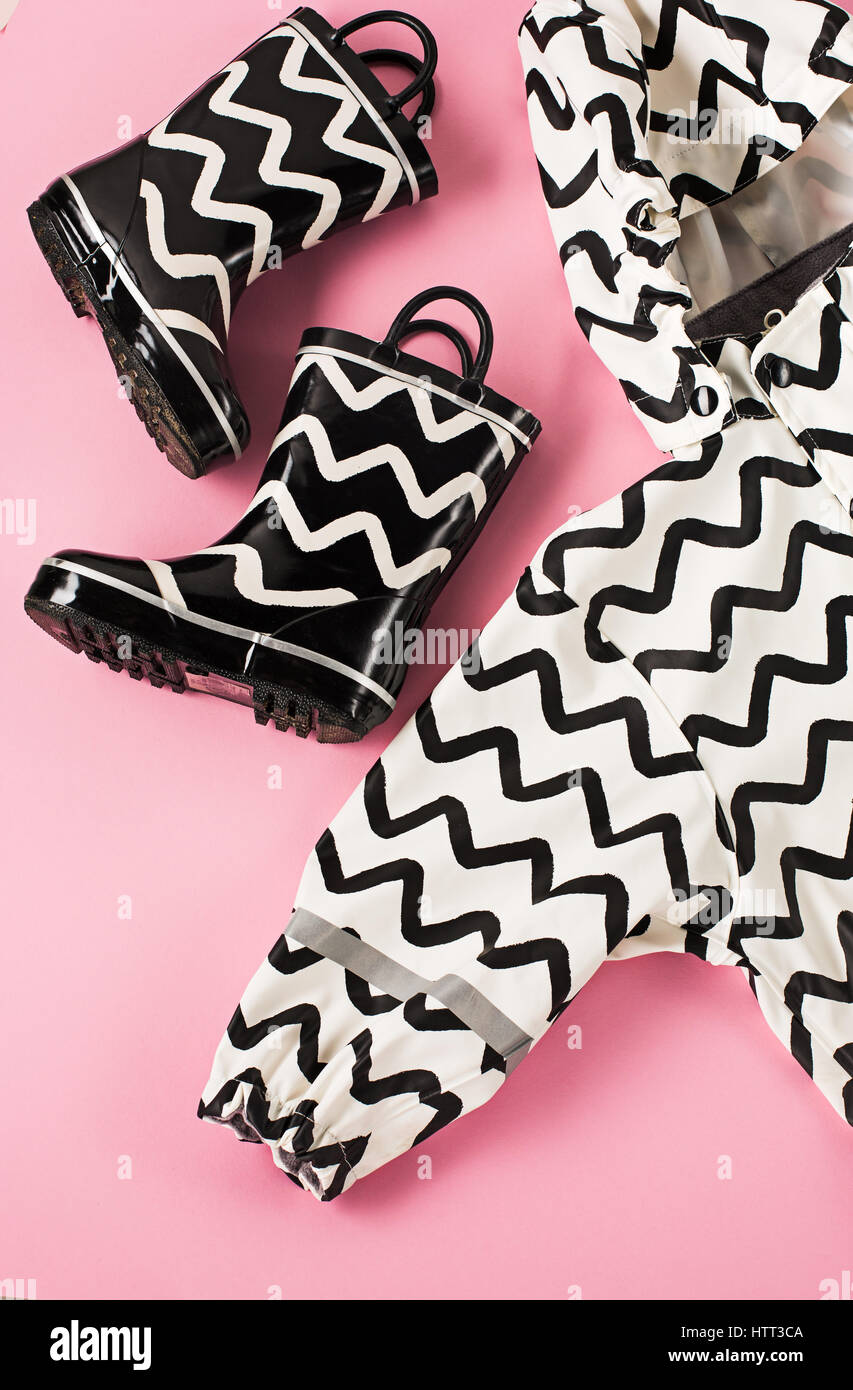 The Black and white rubber boots or gardening boots Stock Photo Alamy